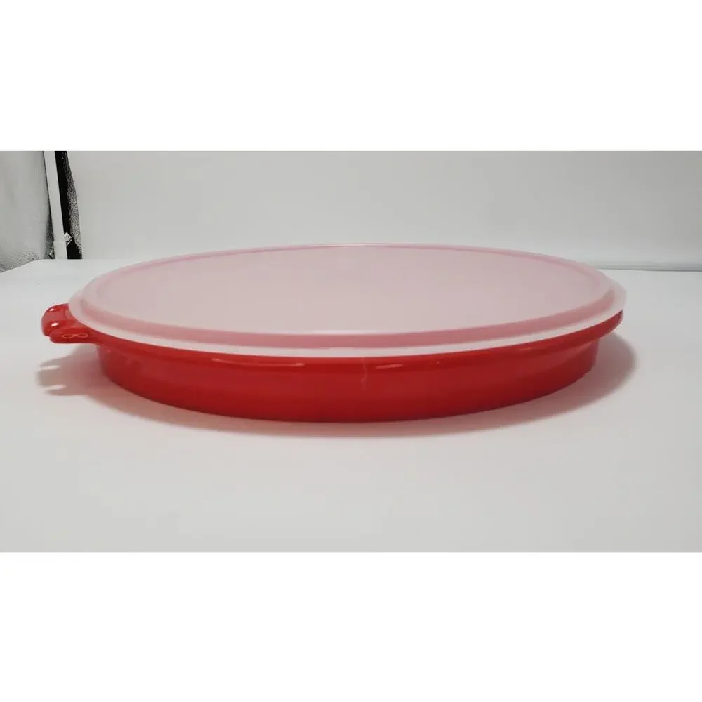 VINTAGE Tupperware 12" Round 405 Pie Veggie Carrier Snack Keeper & 224 Lid - Picture 6 of 6
